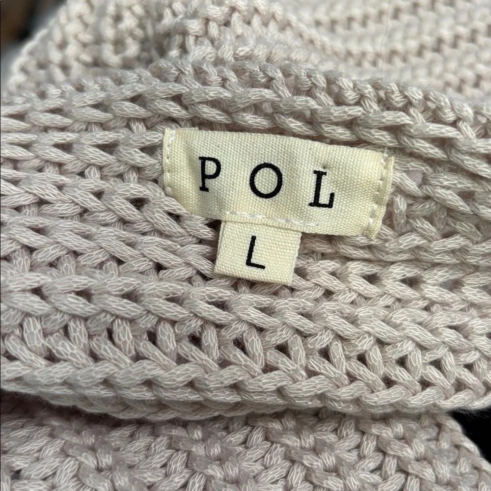 POL Off-the-Shoulder Cream Large Knit Cropped Sweater size L - Picture 7 of 8